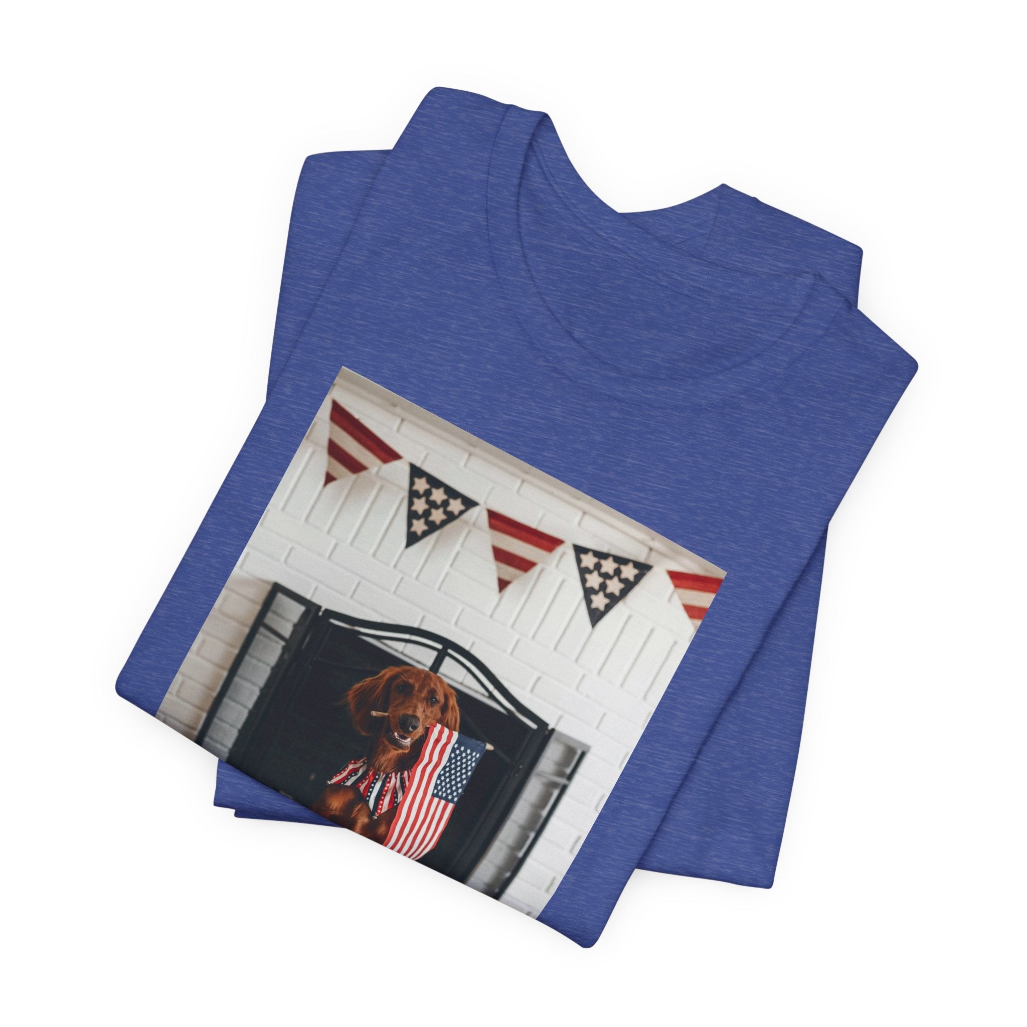 Patriotic Dog T-Shirt - Photo Print with American Flag Bunting