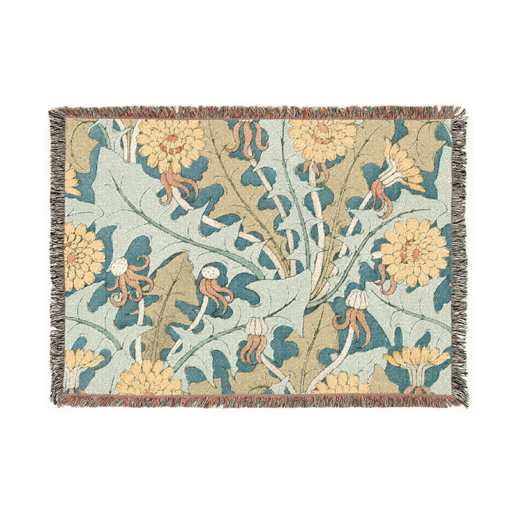 Woven Blanket — Vintage Floral Tapestry Throw for Living Room, Cozy Decorative Sofa Blanket