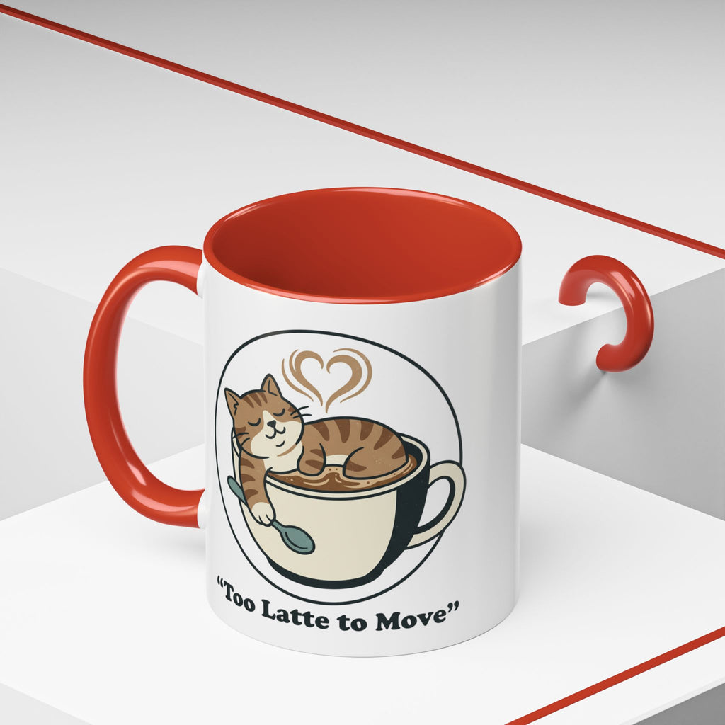 Latte Cat Coffee Mug – "Don't Wake Me, I'll Move" Cute Cat Latte Art Ceramic Accent Mug
