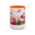 Floral Cosmos Accent Coffee Mug — Pink Wildflower Tea & Coffee Cup (11/15oz)