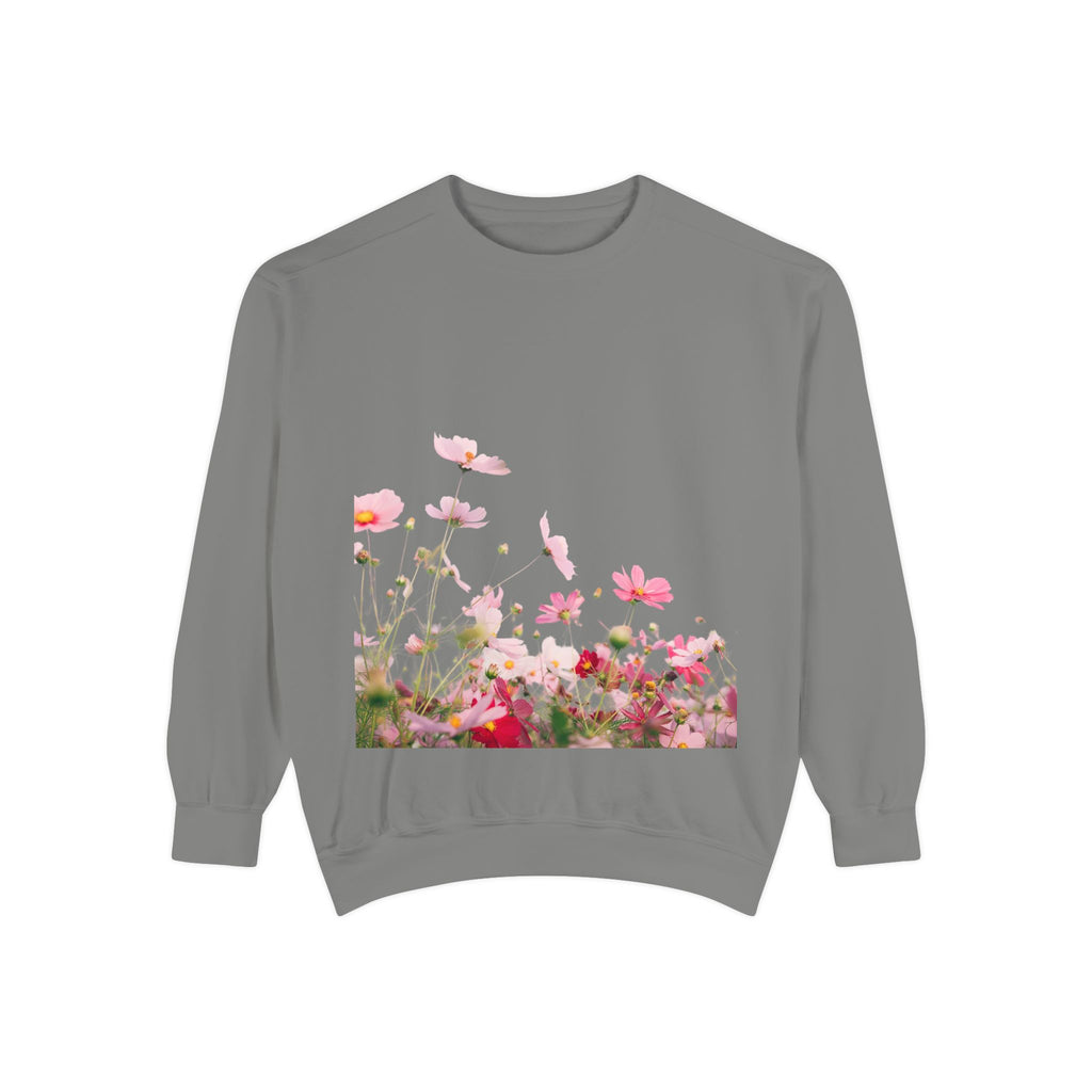 Floral Meadow Sweatshirt — Pink Cosmos Garden Crewneck