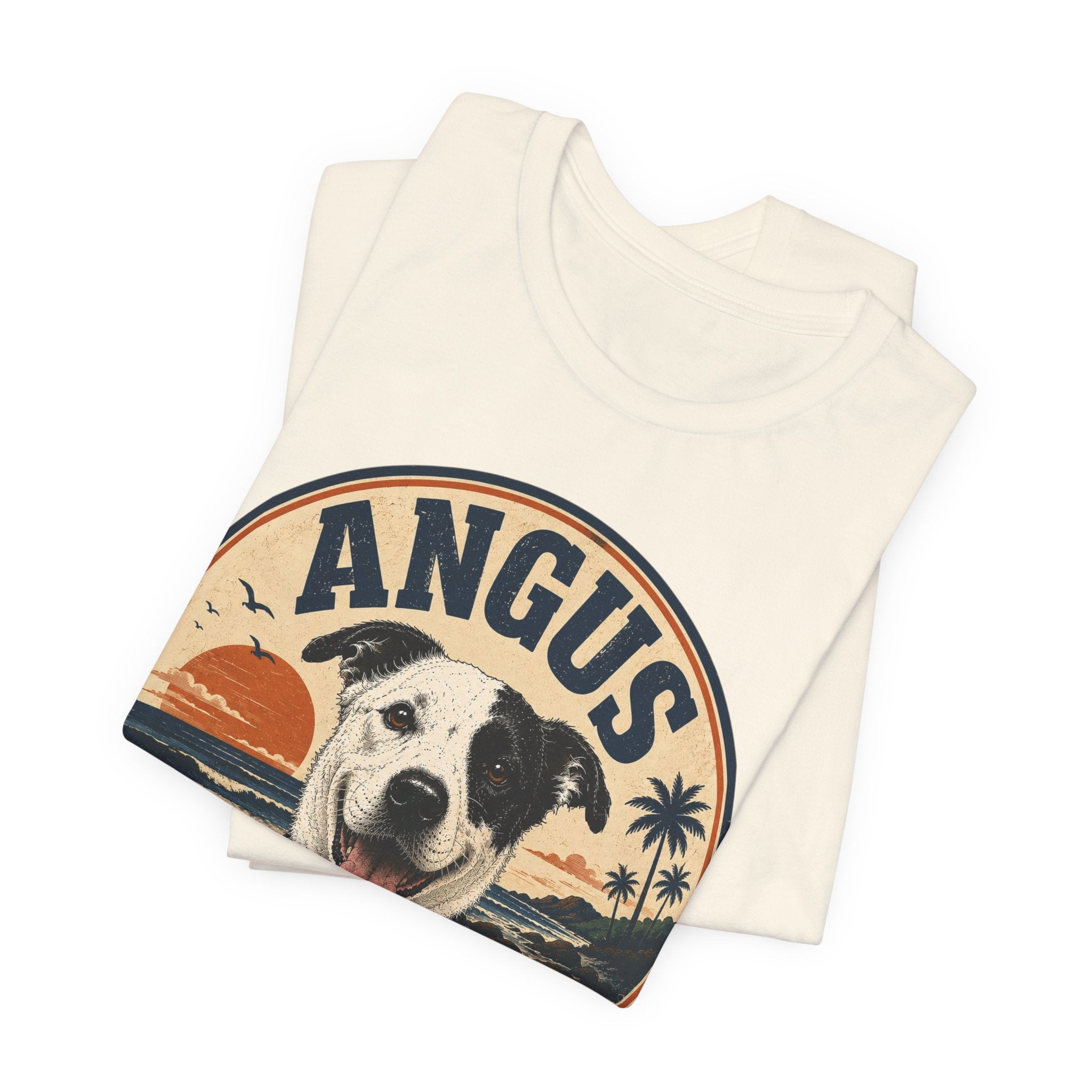 Angus Dog Tee — Retro Beach Portrait T-Shirt