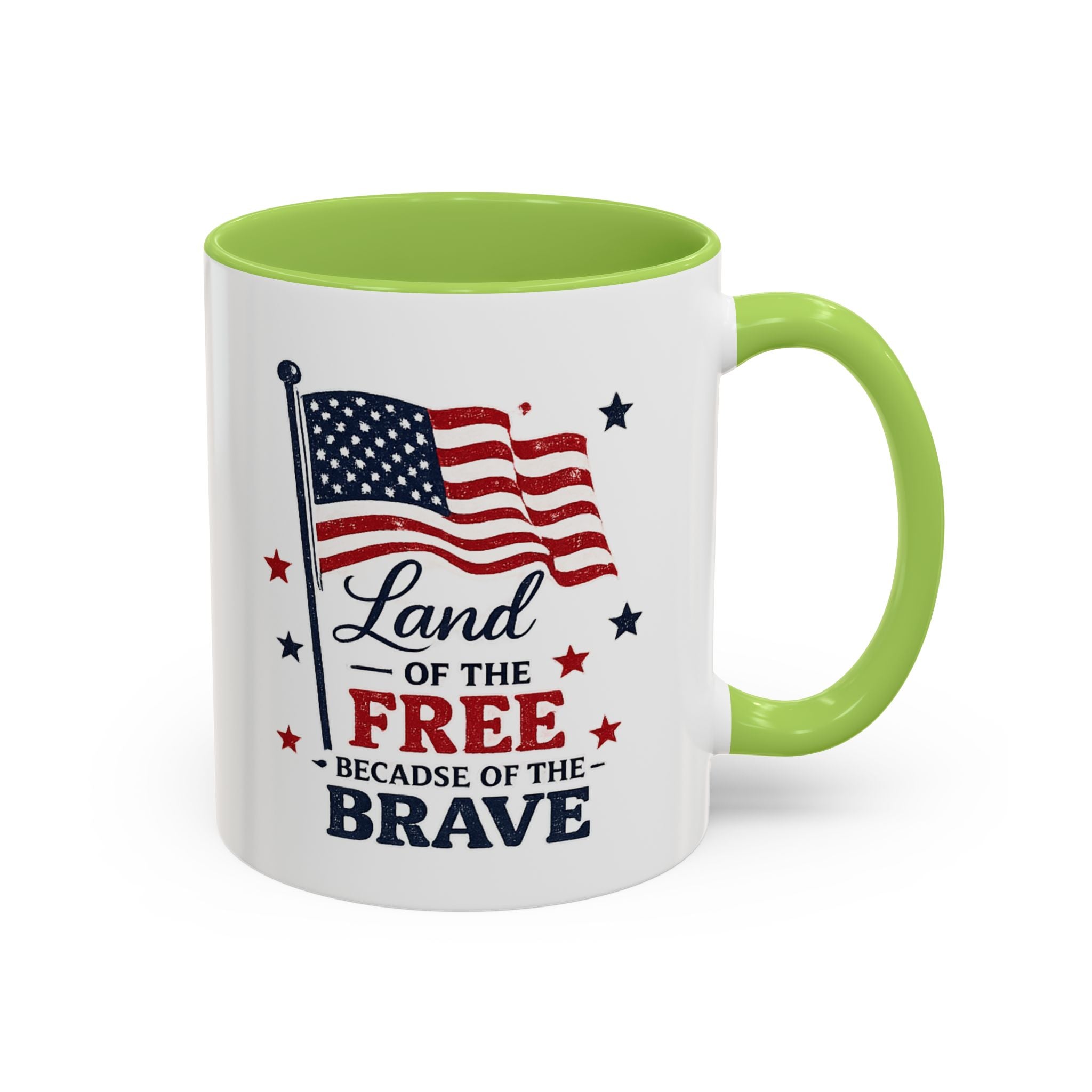 Patriotic Coffee Mug — "Land of the Free Because of the Brave" Accent Mug