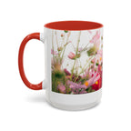 Floral Cosmos Accent Coffee Mug — Pink Wildflower Tea & Coffee Cup (11/15oz)