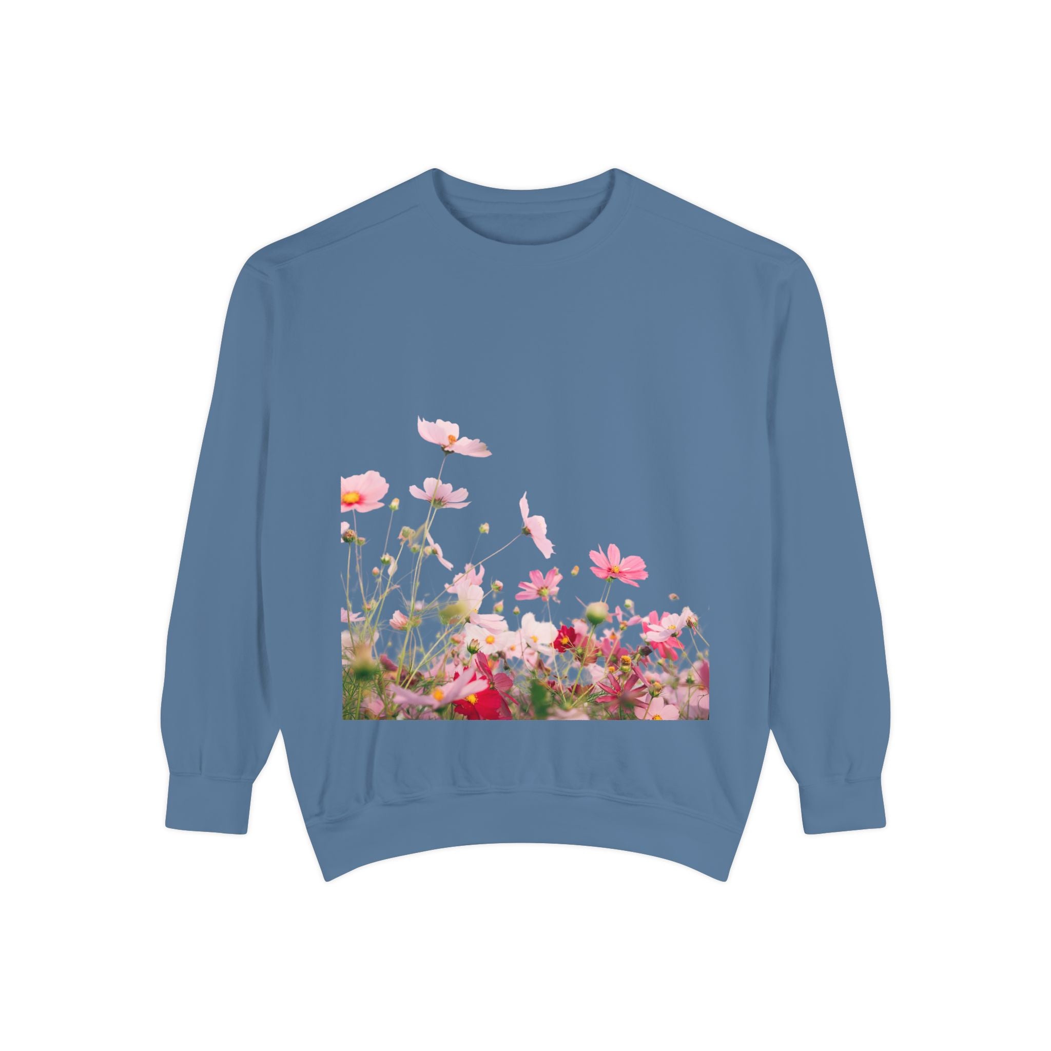 Floral Meadow Sweatshirt — Pink Cosmos Garden Crewneck