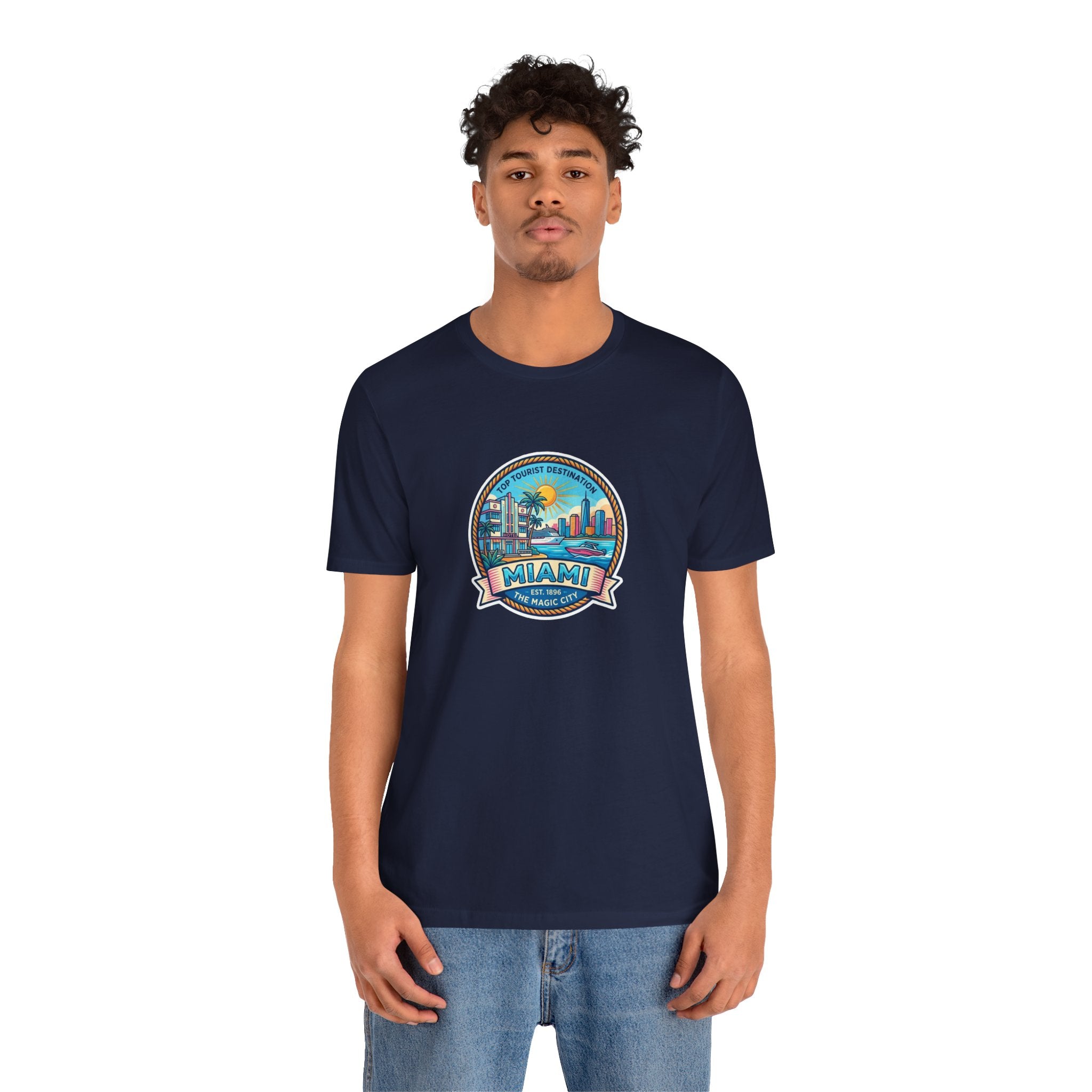 Miami Beach Vintage Logo Tee — Miami Skyline Sunset T‑Shirt