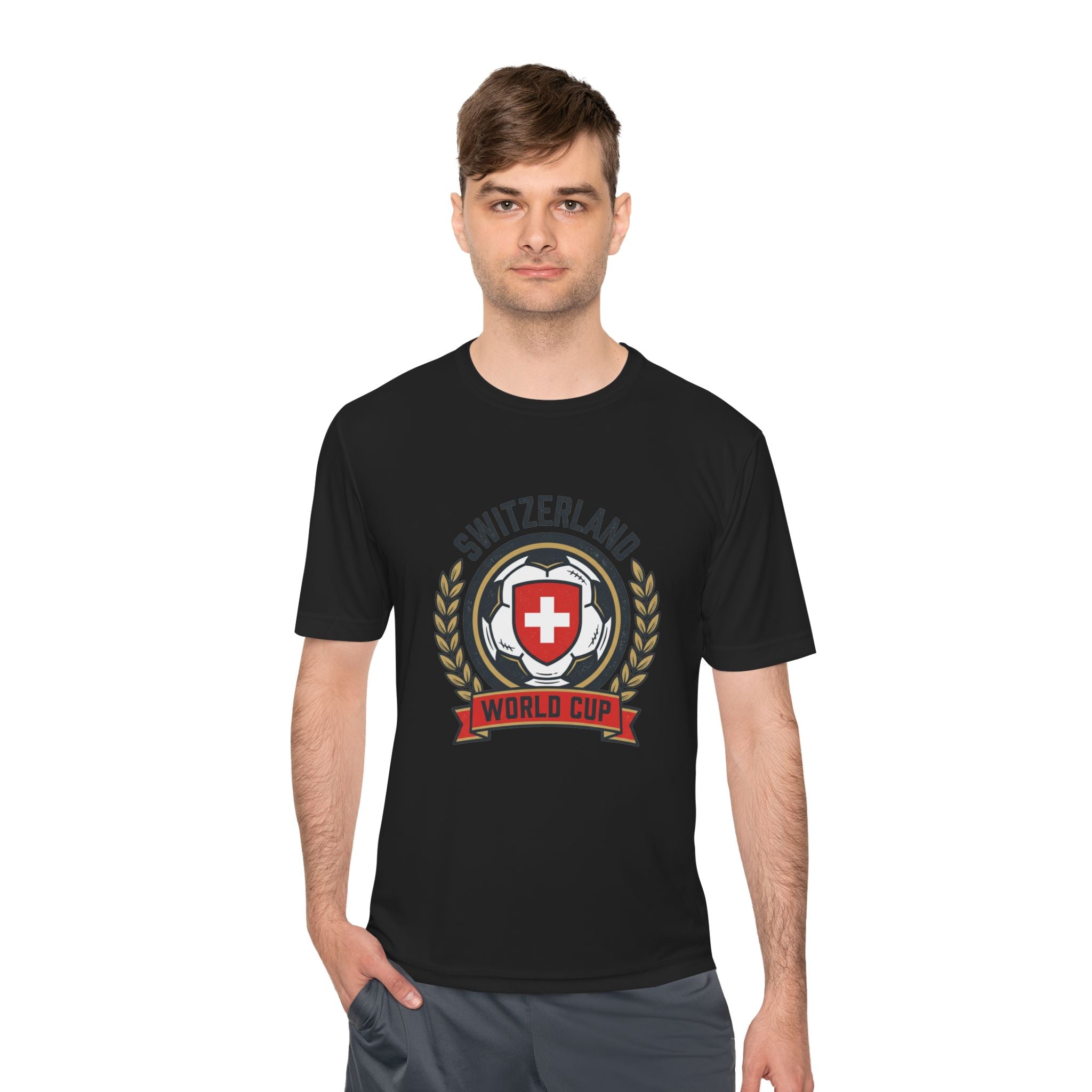 Switzerland World Cup Soccer Tee — Swiss Crest Football Fan Shirt