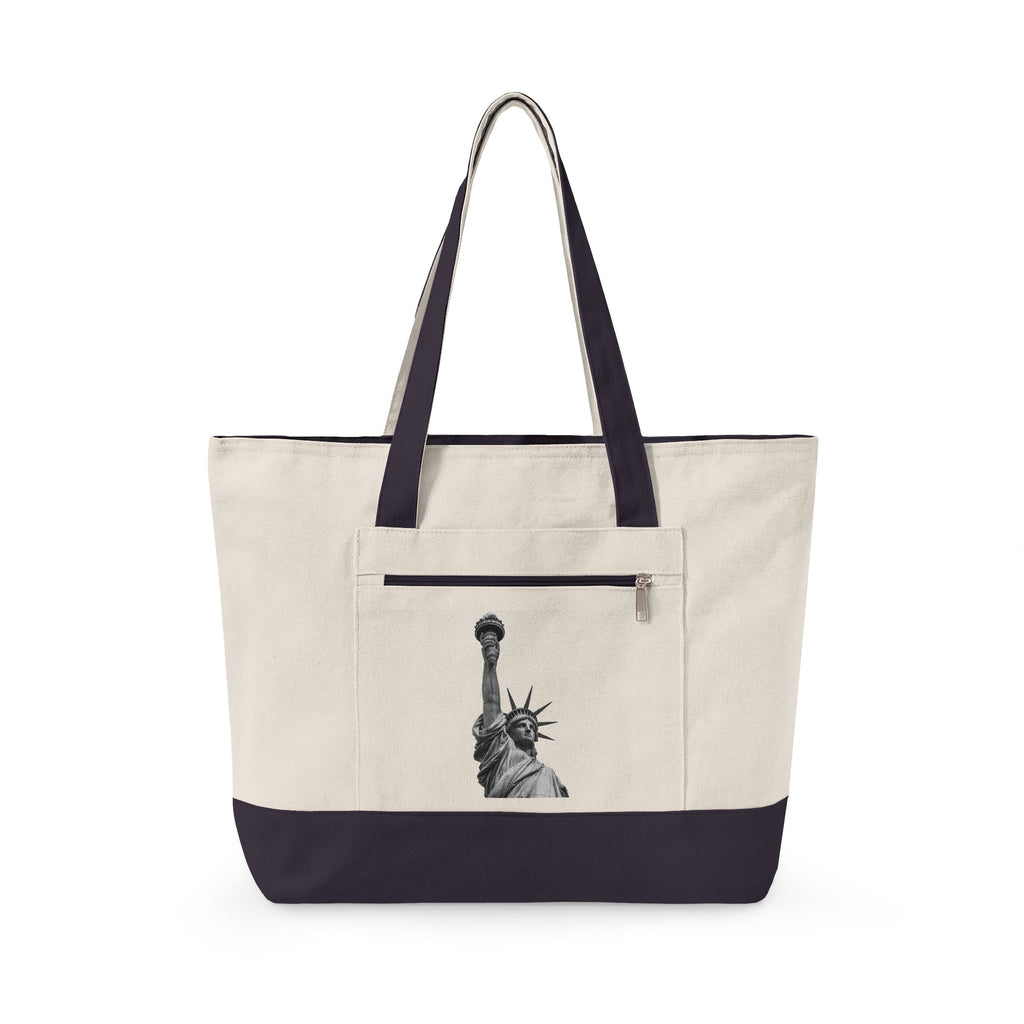 Statue of Liberty Canvas Tote — Zippered Eco Travel Bag