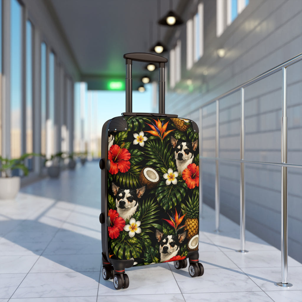Tropical chihuahua Suitcase — Floral Pineapple Coconut Carry-On Luggage