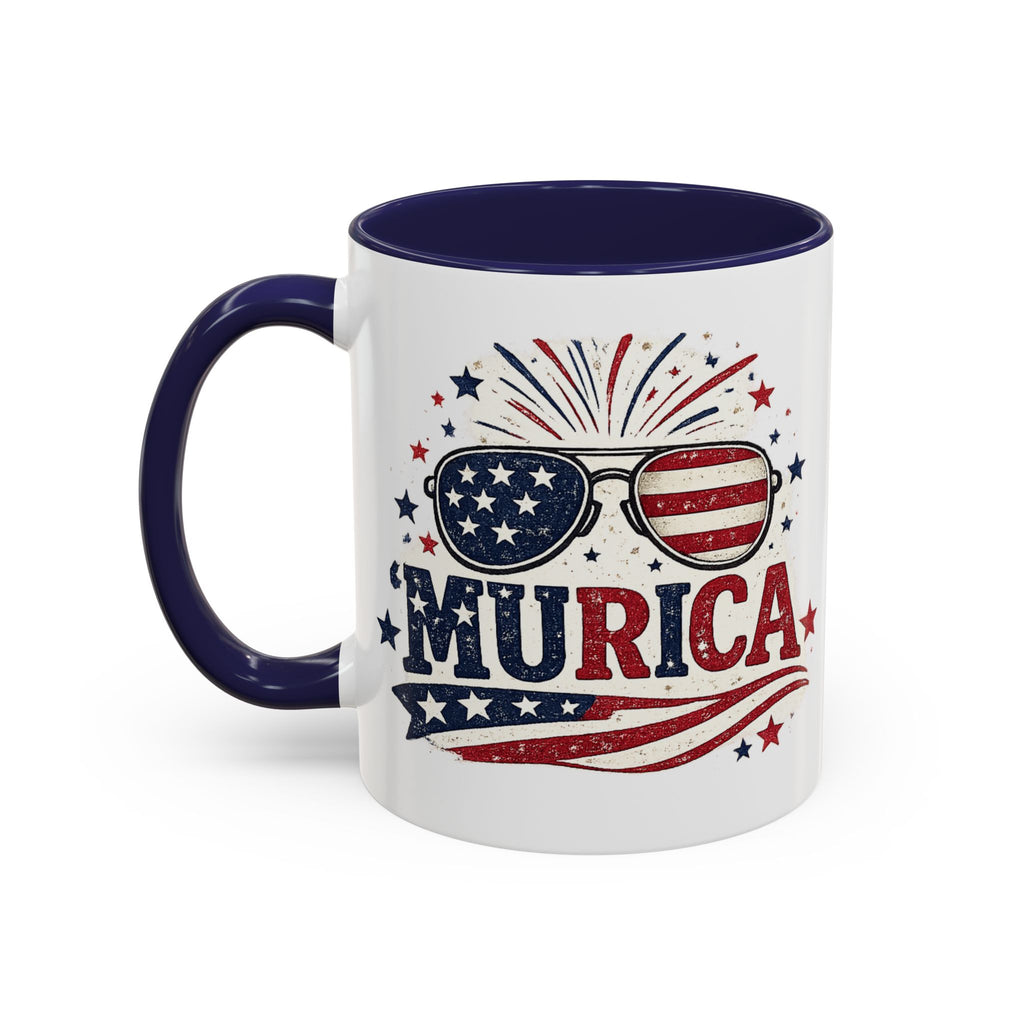 America Flag Accent Coffee Mug - Patriotic 11/15oz Tea Cup