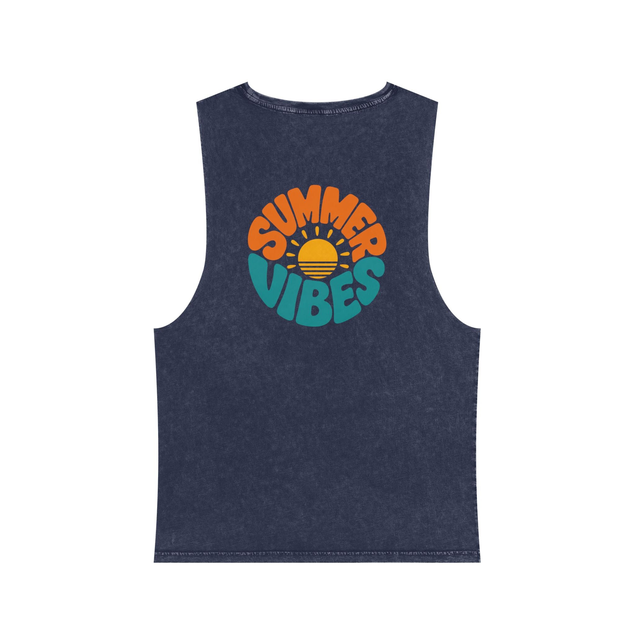 Summer Vibes Stonewash Tank Top — Retro Sunset Graphic Tank