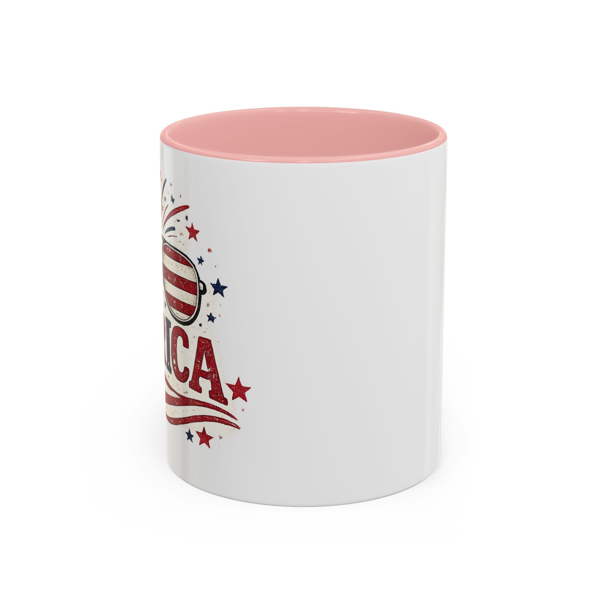 America Flag Accent Coffee Mug - Patriotic 11/15oz Tea Cup