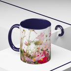 Floral Cosmos Accent Coffee Mug — Pink Wildflower Tea & Coffee Cup (11/15oz)