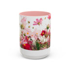 Floral Cosmos Accent Coffee Mug — Pink Wildflower Tea & Coffee Cup (11/15oz)