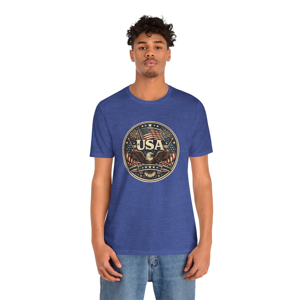 USA Eagle Vintage Patriotic T-Shirt — American Flag Graphic Tee