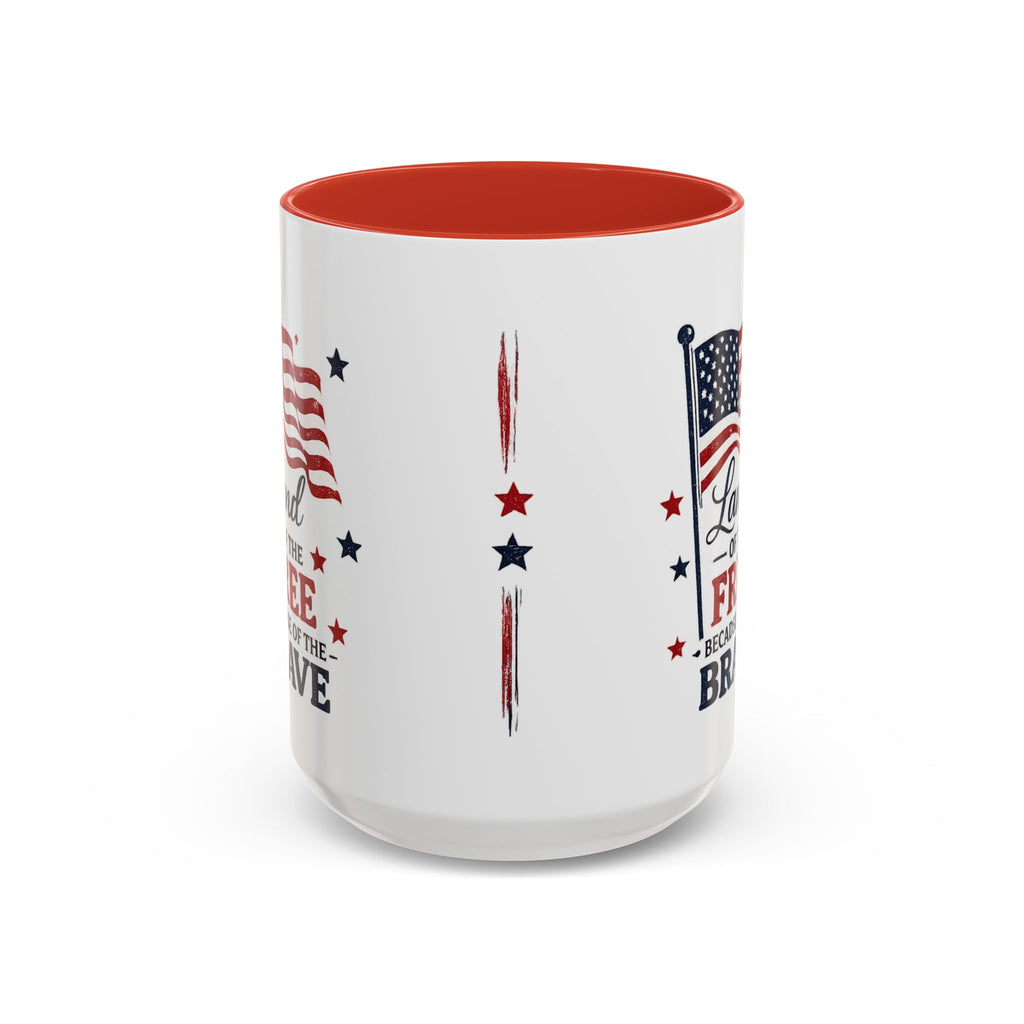 Patriotic Coffee Mug — "Land of the Free Because of the Brave" Accent Mug