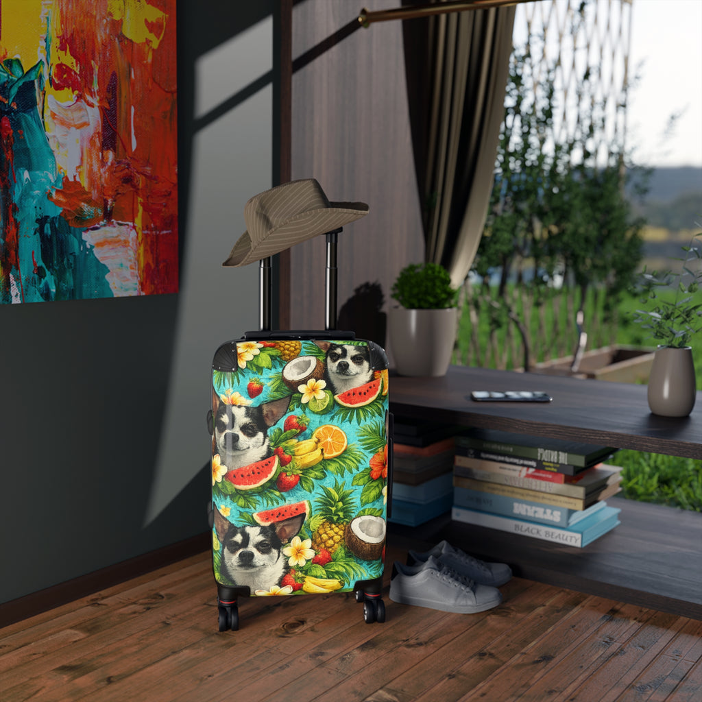 Tropical chihuahua Suitcase – Colorful Fruit & Floral Carry-On Luggage