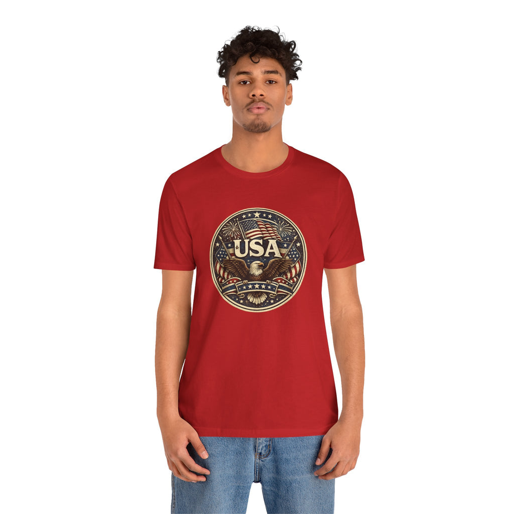 USA Eagle Vintage Patriotic T-Shirt — American Flag Graphic Tee