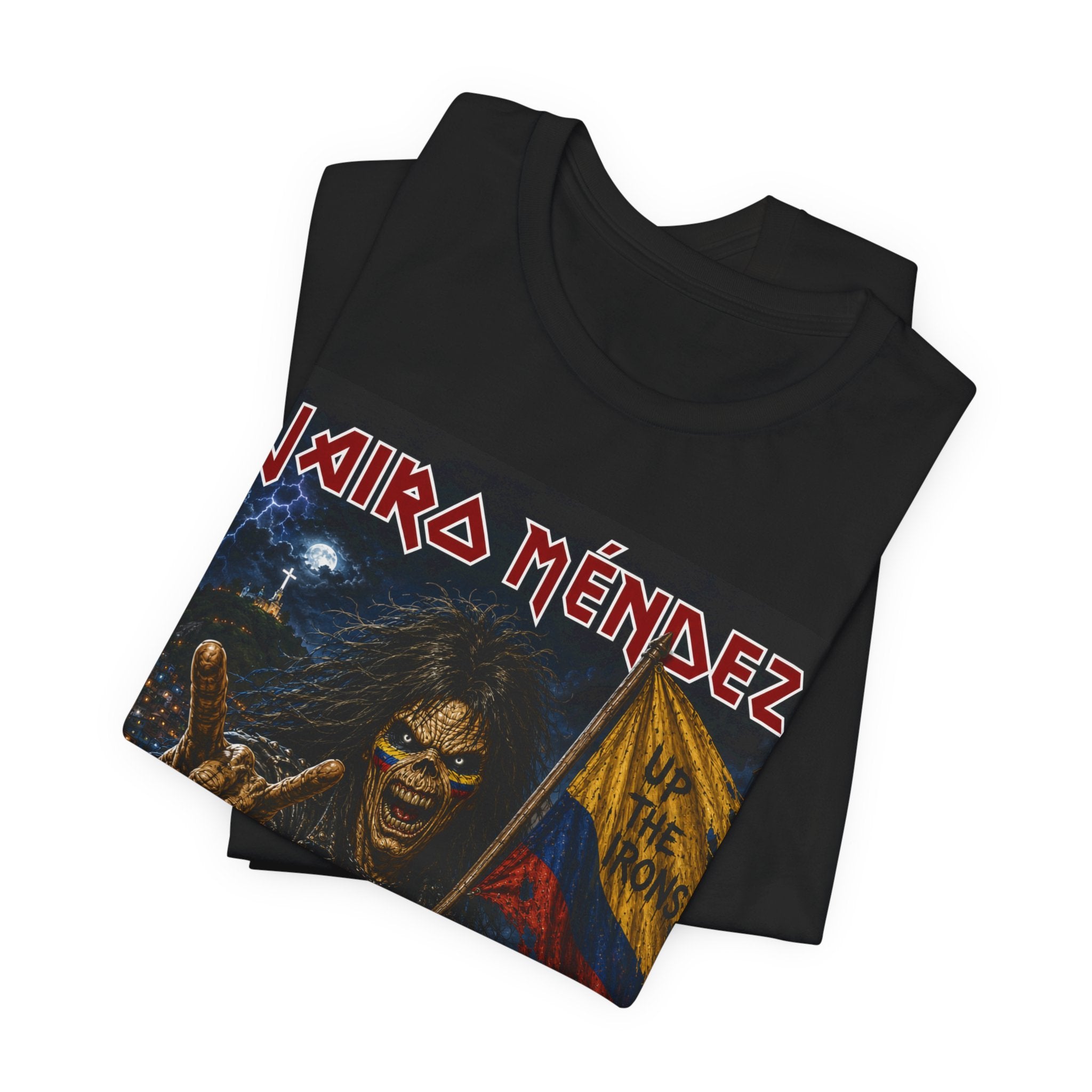 Jairo Méndez Metal Band Tee — Iron Maiden Flag T‑Shirt