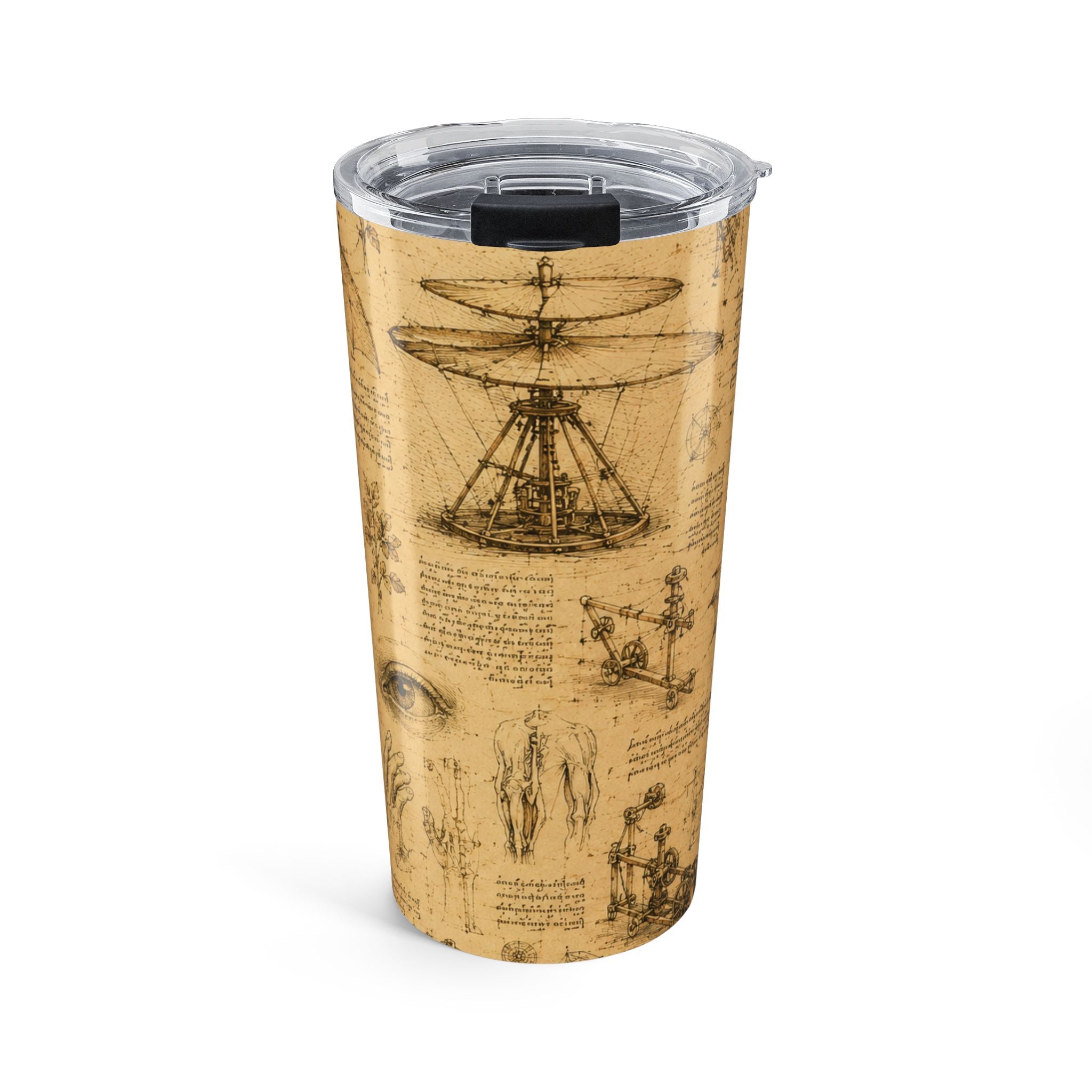 20oz Leonardo da Vinci Sketch Tumbler — Vintage Invention Travel Mug