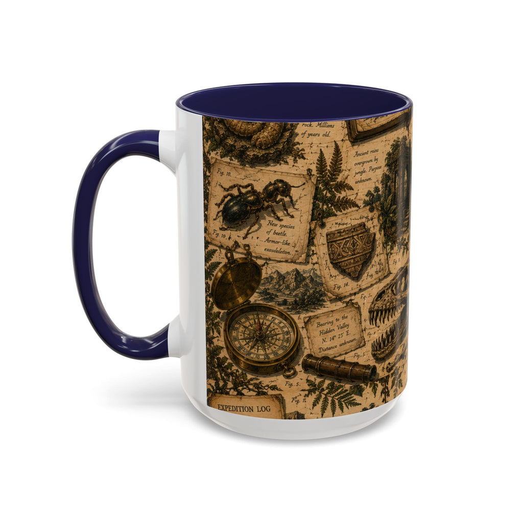 Vintage Natural History Coffee Mug — Botanical & Fossil Illustration Accent Mug