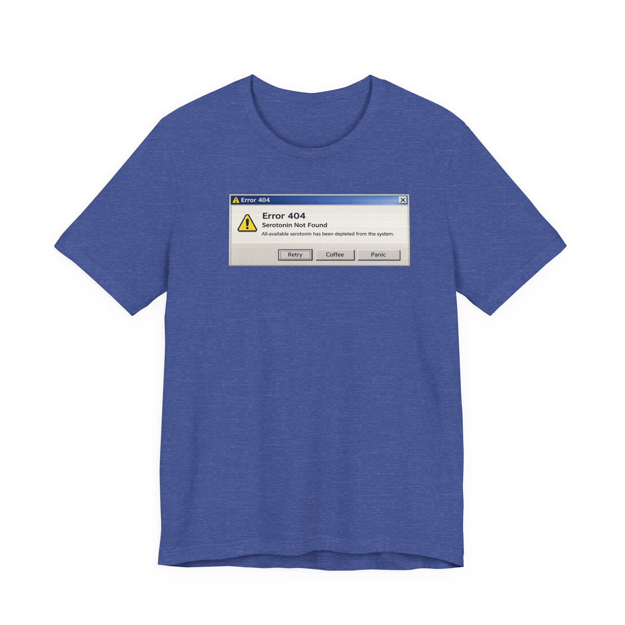 Error 404 'Serotonin not found' T‑Shirt — Retro Computer Alert Graphic Tee