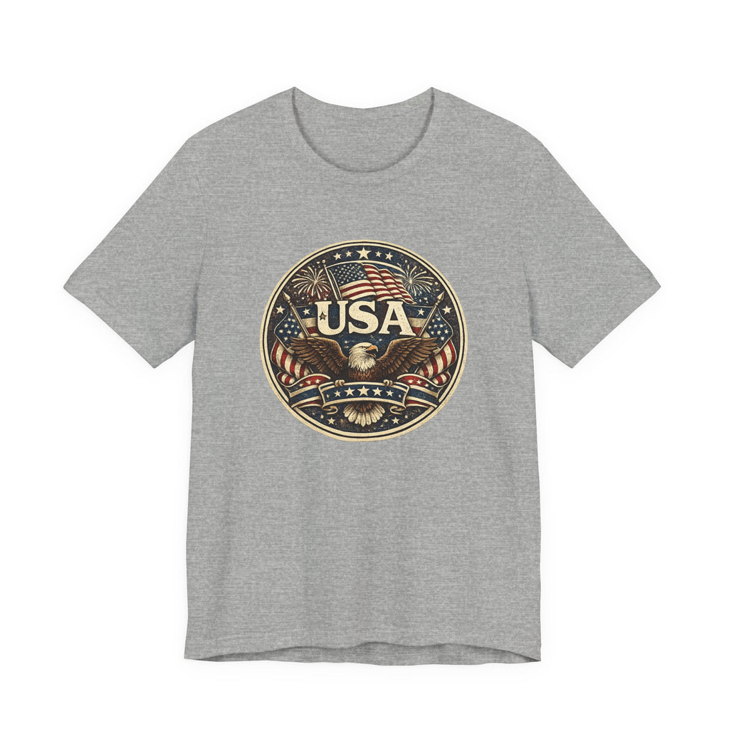 USA Eagle Vintage Patriotic T-Shirt — American Flag Graphic Tee
