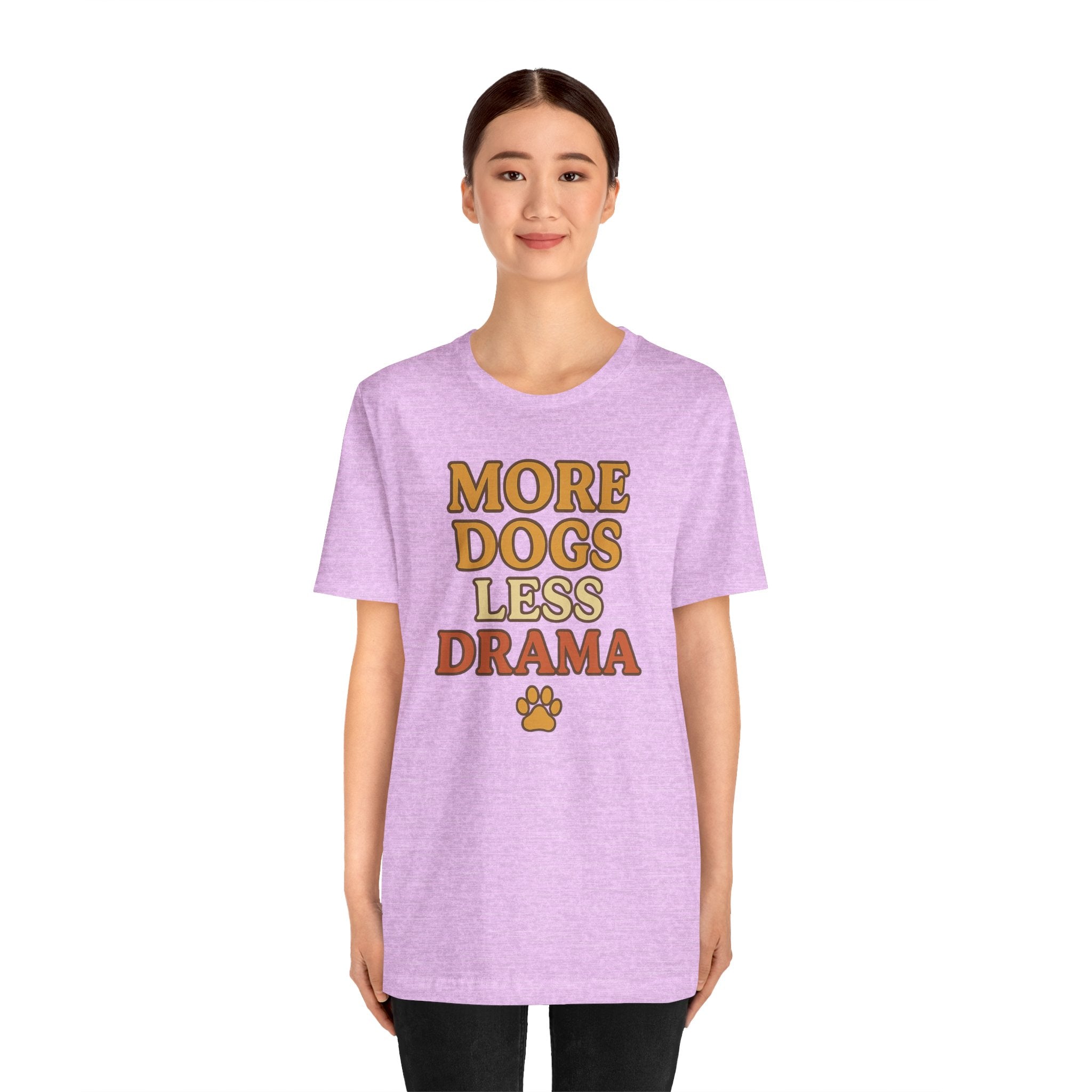 More Dogs Less Drama T-Shirt — Retro Paw Print Dog Lover Tee