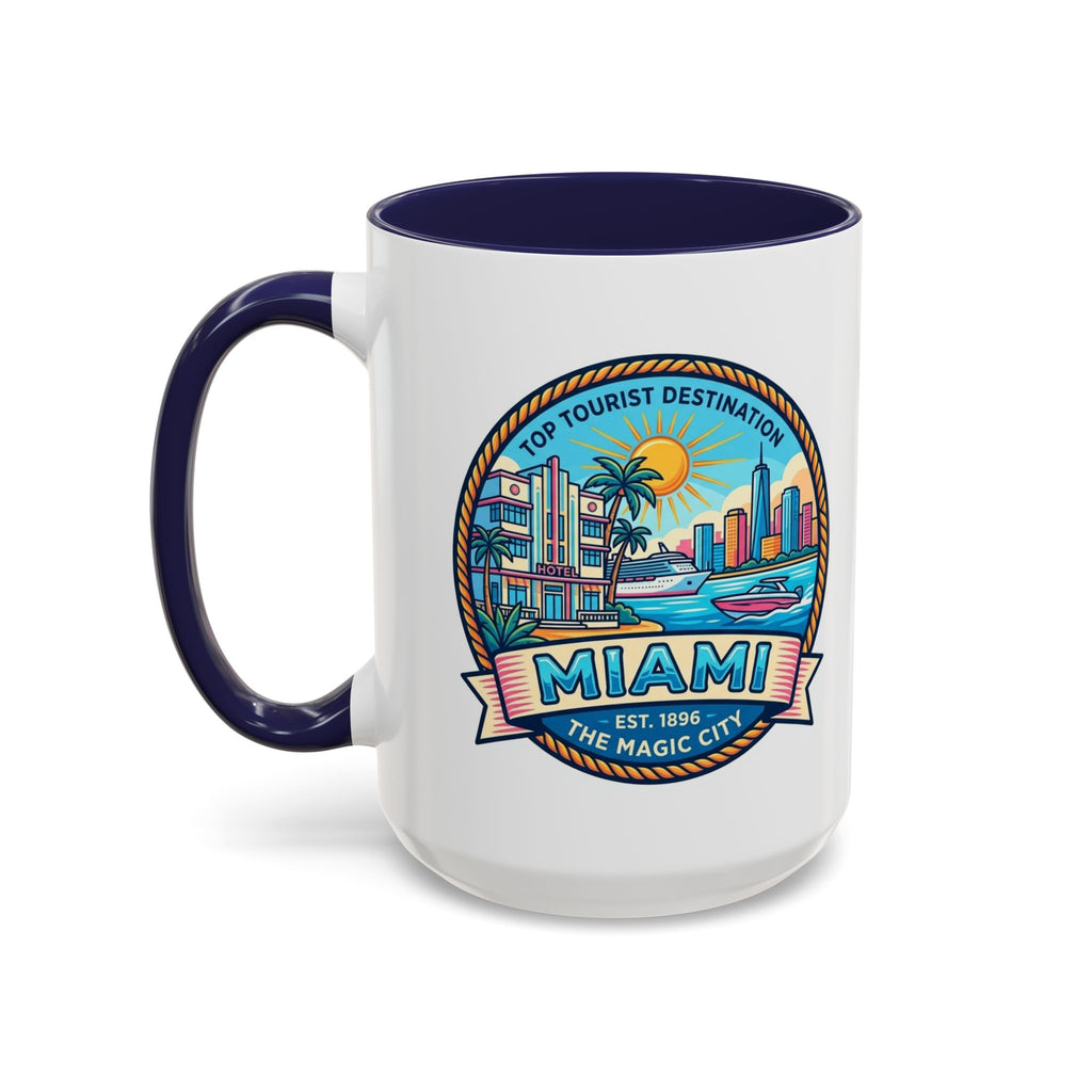 Miami Vintage Travel Accent Coffee Mug – 'Miami' Scenic Beach & Skyline Design (11/15oz)