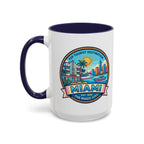 Miami Vintage Travel Accent Coffee Mug – 'Miami' Scenic Beach & Skyline Design (11/15oz)
