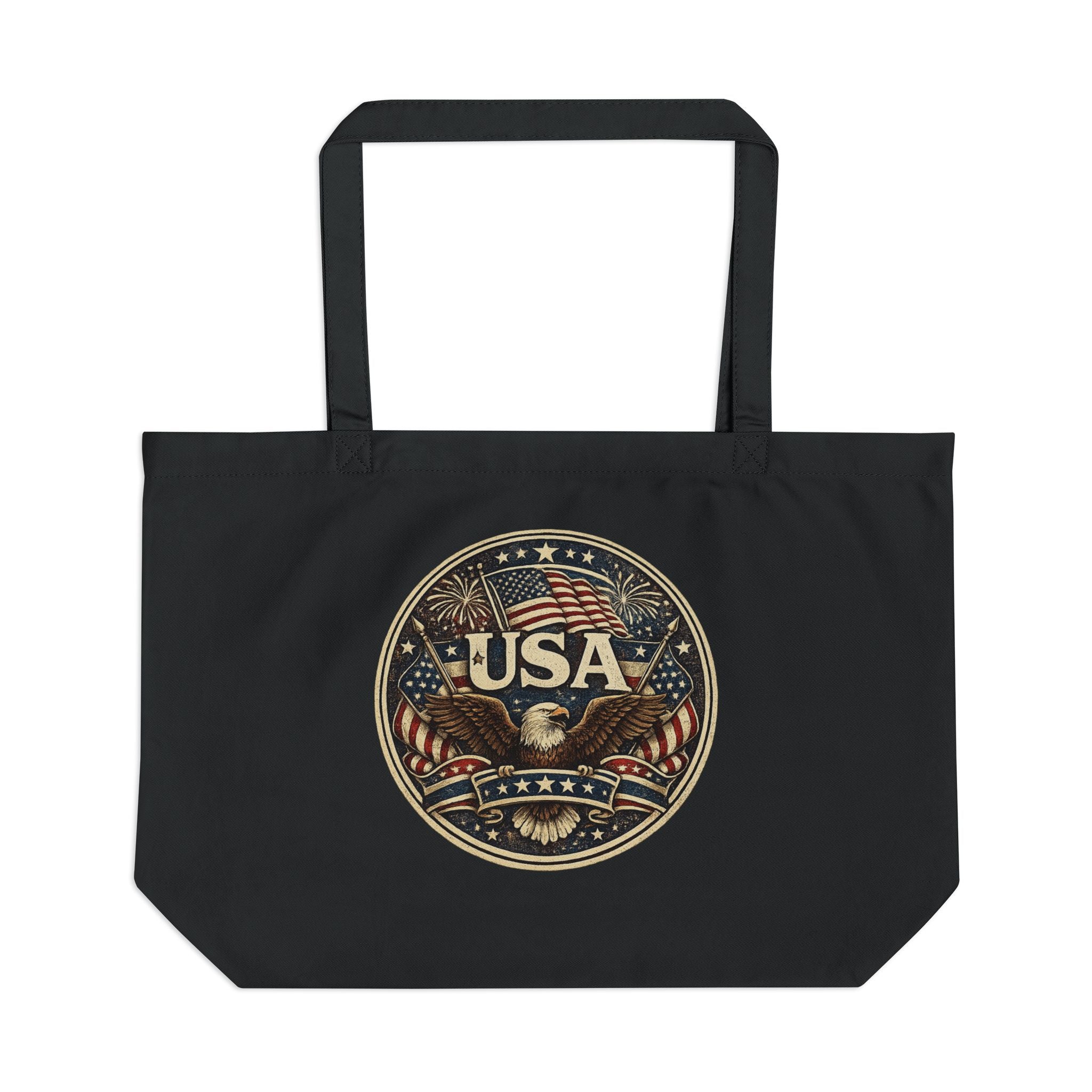 USA Eagle Canvas Tote Bag — Patriotic American Flag Market Tote