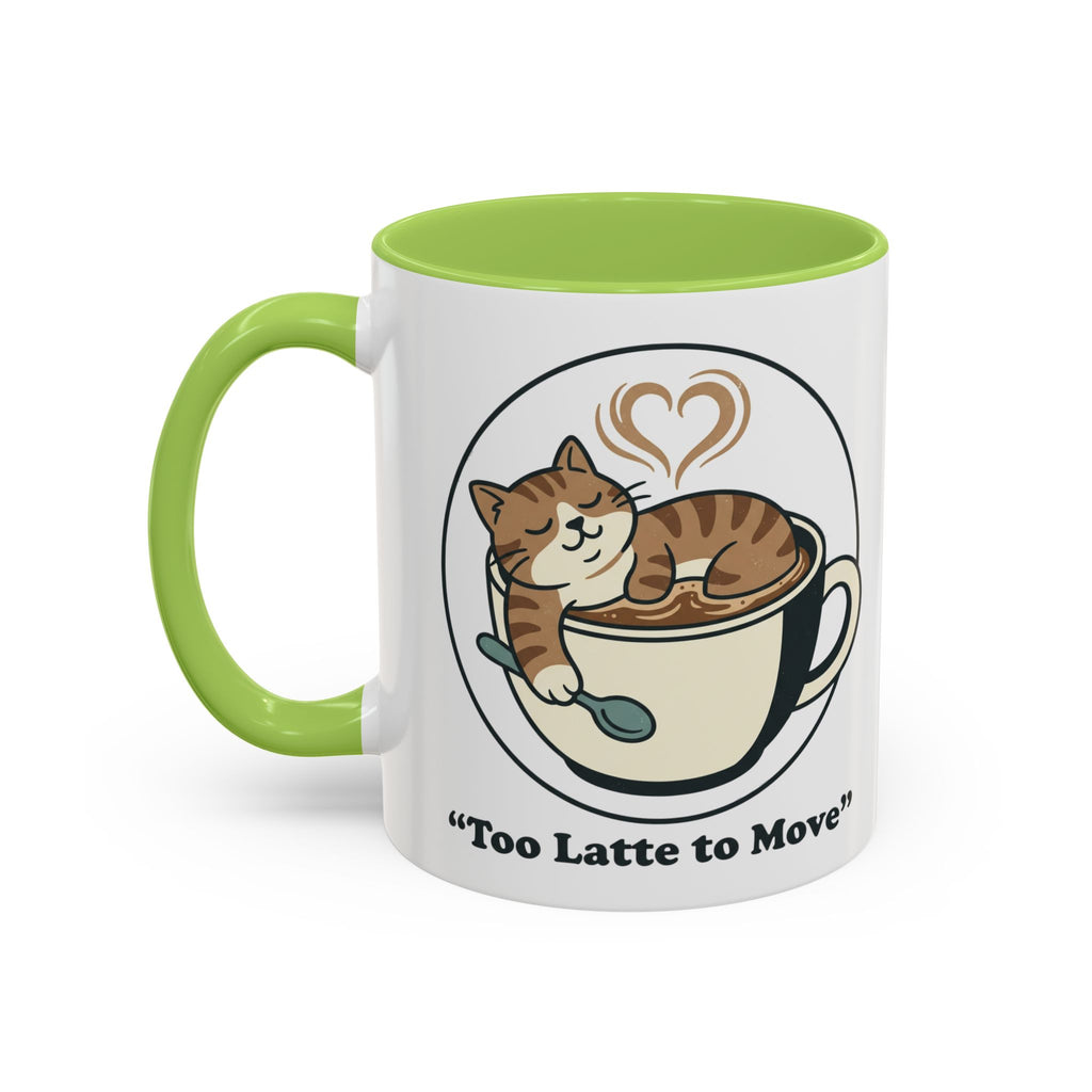 Latte Cat Coffee Mug – "Don't Wake Me, I'll Move" Cute Cat Latte Art Ceramic Accent Mug
