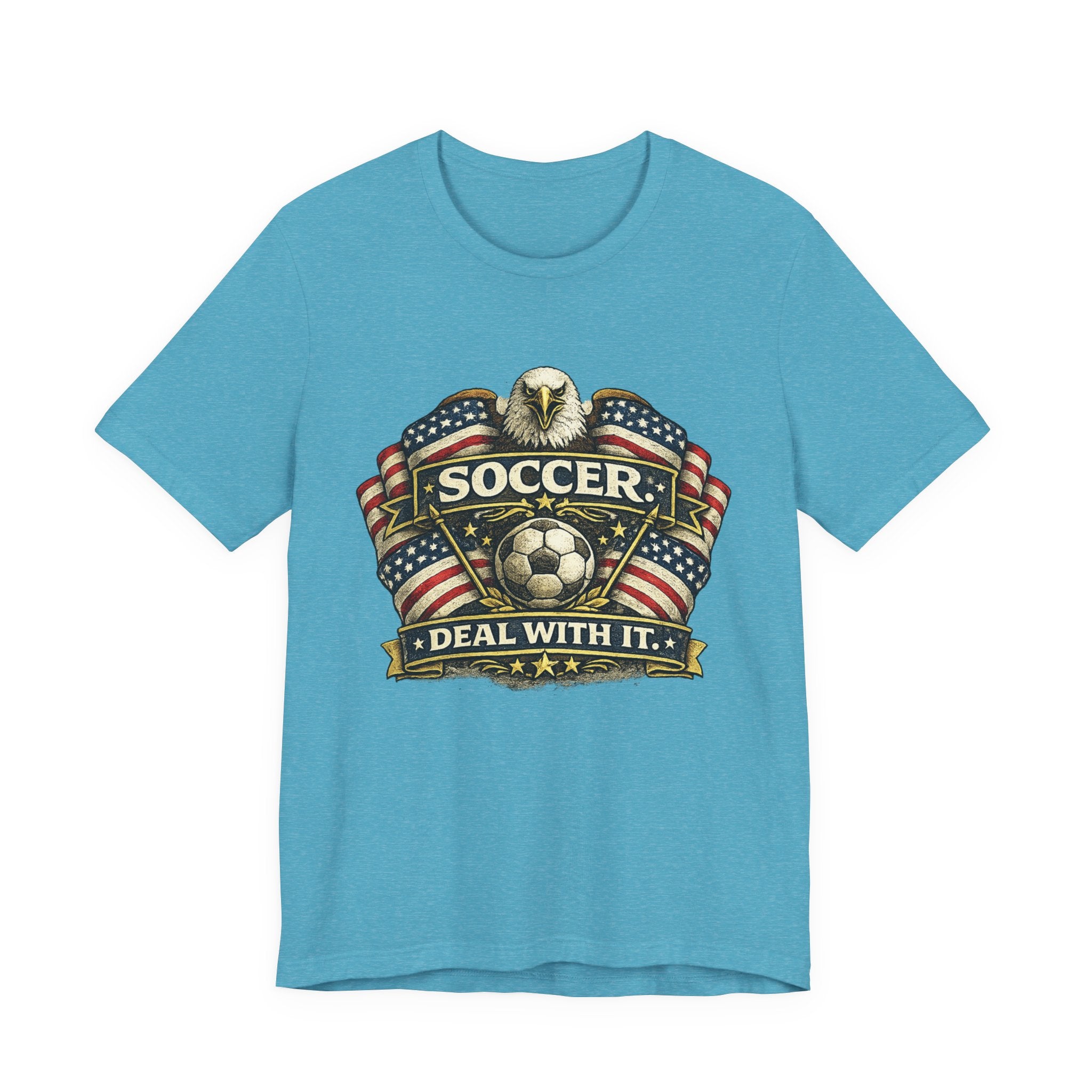 Soccer Deal With It T-Shirt — Patriotic Eagle Soccer Tee for Players & Fans