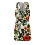 Tropical Chihuahua Racerback Dress — Hawaiian Floral Pineapple & Coconut Print