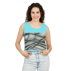 Abstract Wave Mesh Tank Top — Geometric Optical Illusion Graphic Tank