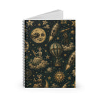 Charles Mèliés Vibe Spiral Notebook — Moon, Sun & Victorian Space Pattern (Ruled)