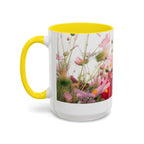 Floral Cosmos Accent Coffee Mug — Pink Wildflower Tea & Coffee Cup (11/15oz)