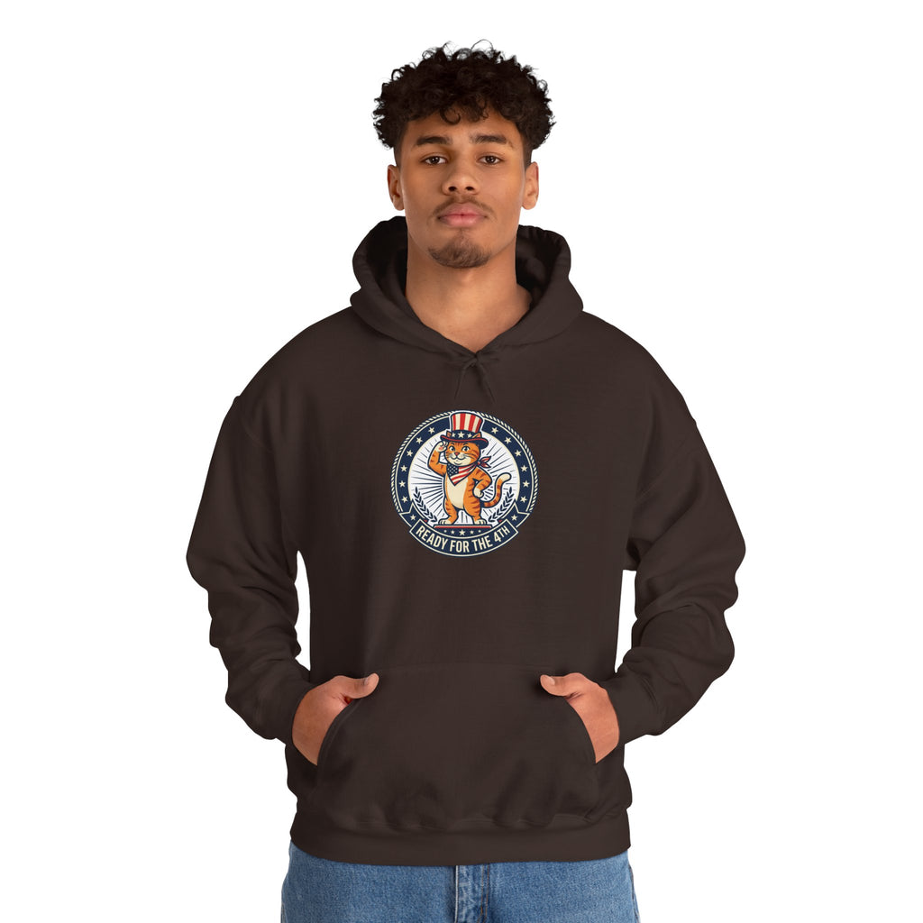 Patriotic Cat Hoodie — "Ready for the Stars" Graphic Pullover