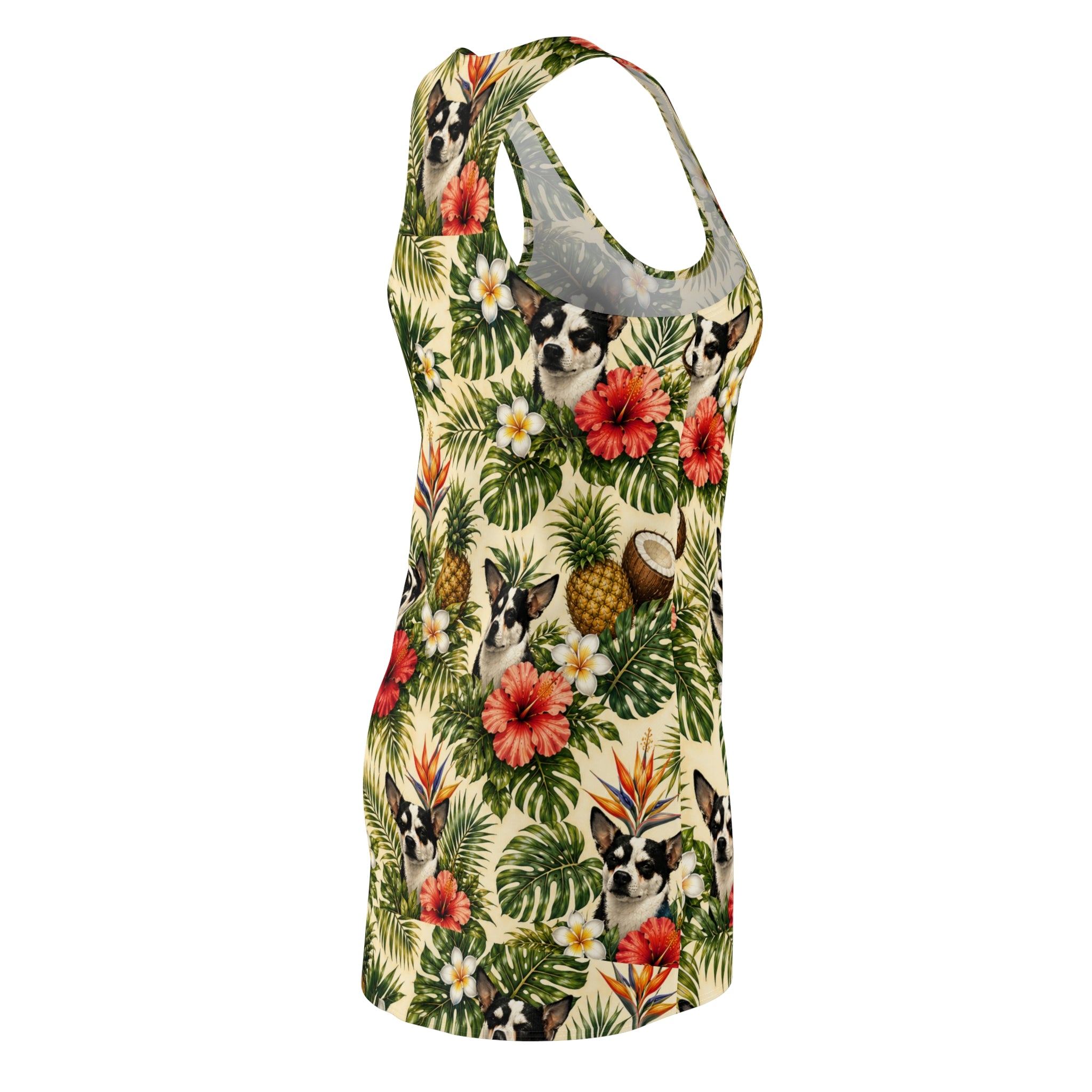 Tropical Chihuahua Racerback Dress – Pineapple & Hibiscus AOP