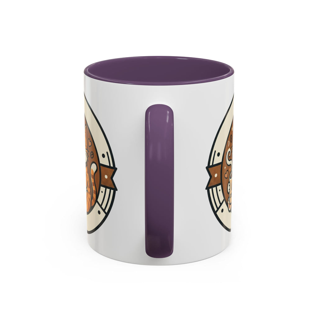 Cat Coffee Mug — Cute Orange Kitty Holding ‘Coffee’ Accent Ceramic Mug (11/15 oz)