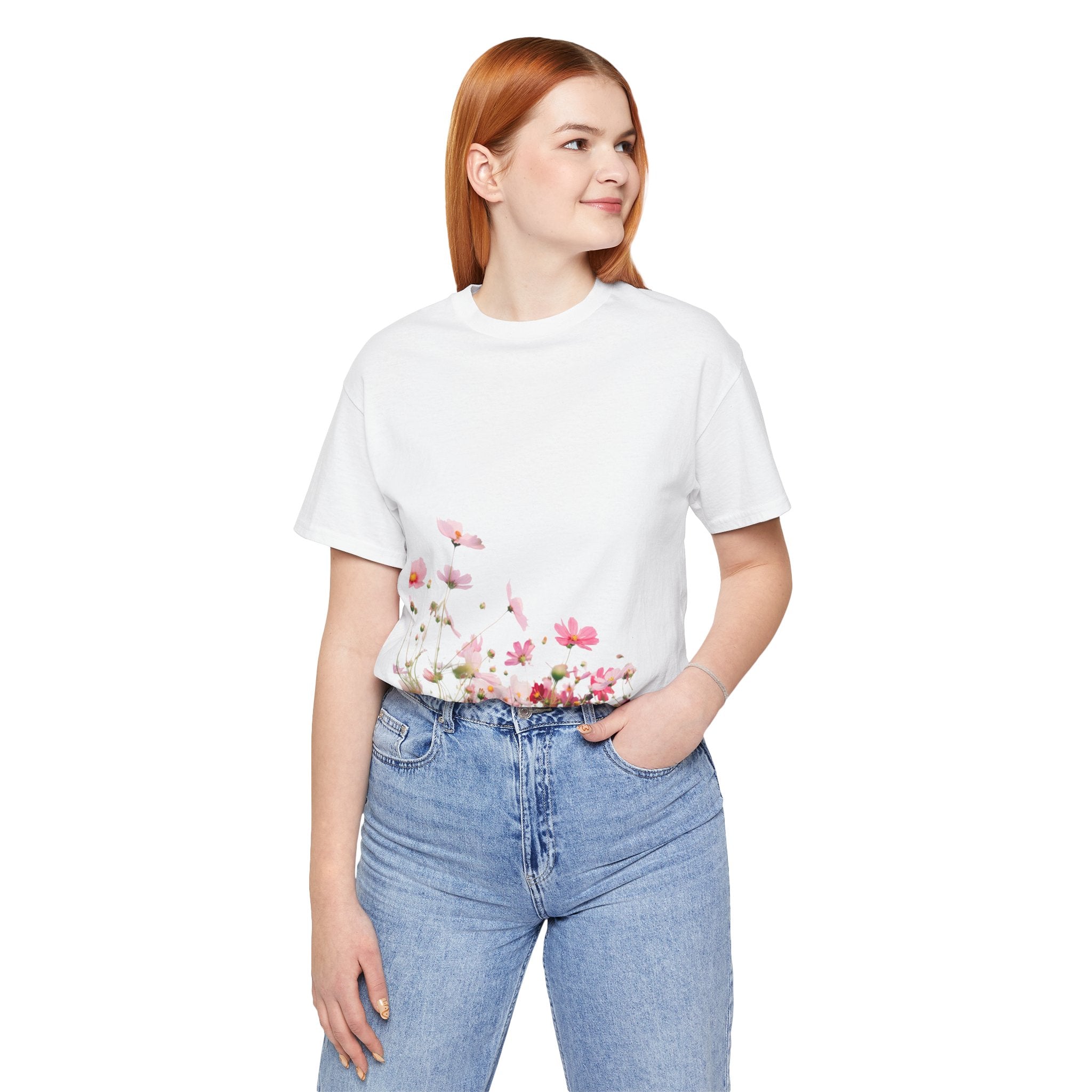 Floral Meadow Tee – Pink Wildflower Field Graphic T-Shirt