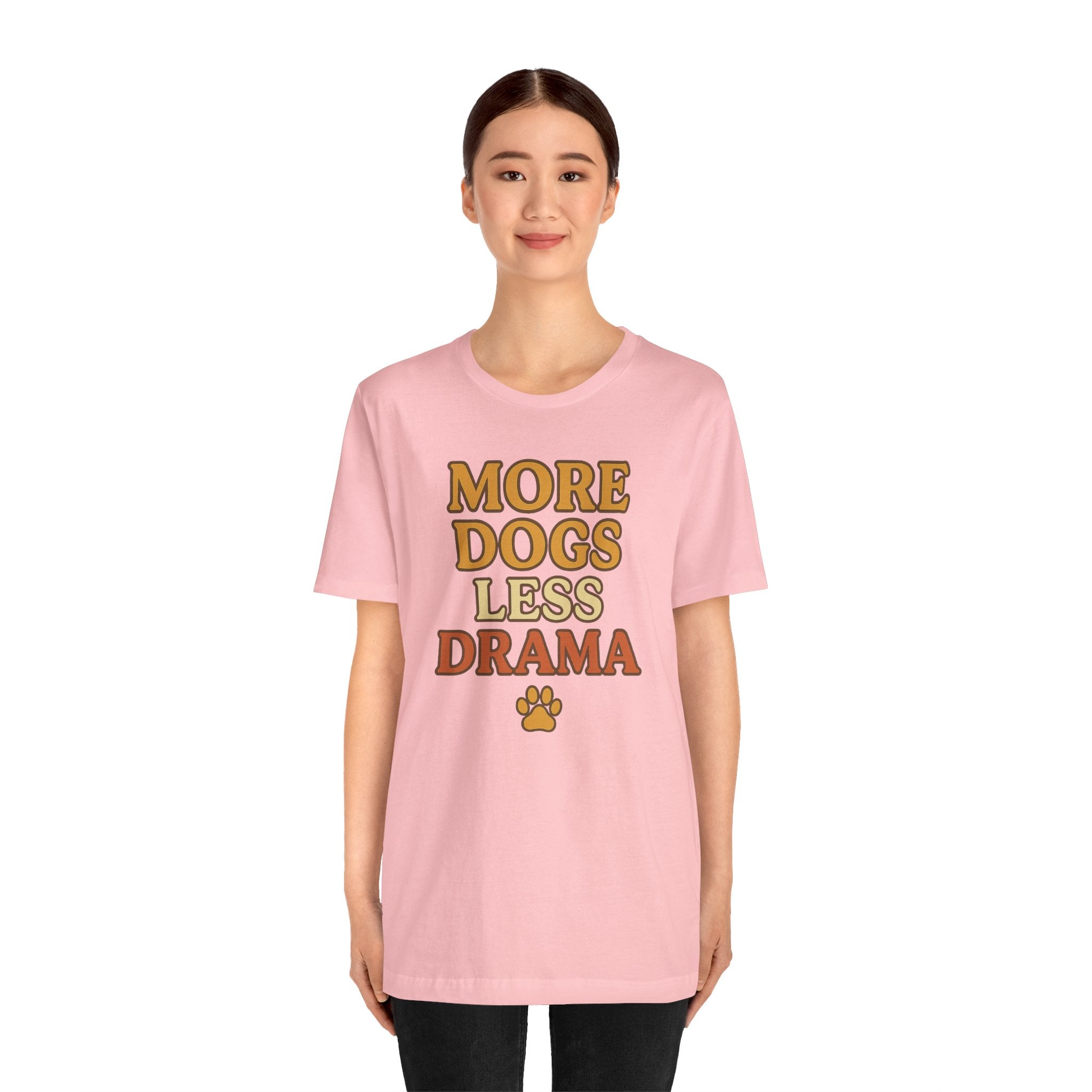 More Dogs Less Drama T-Shirt — Retro Paw Print Dog Lover Tee