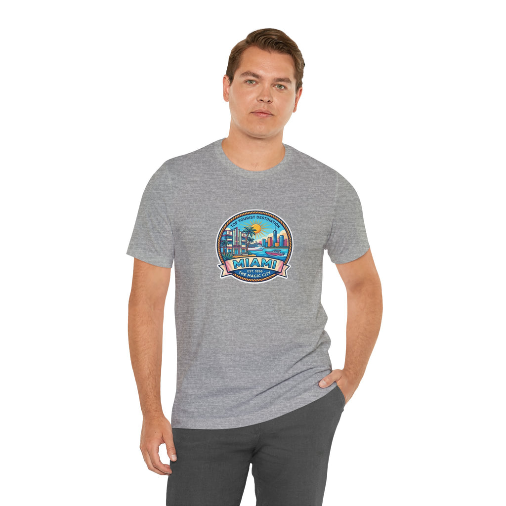 Miami Beach Vintage Logo Tee — Miami Skyline Sunset T‑Shirt