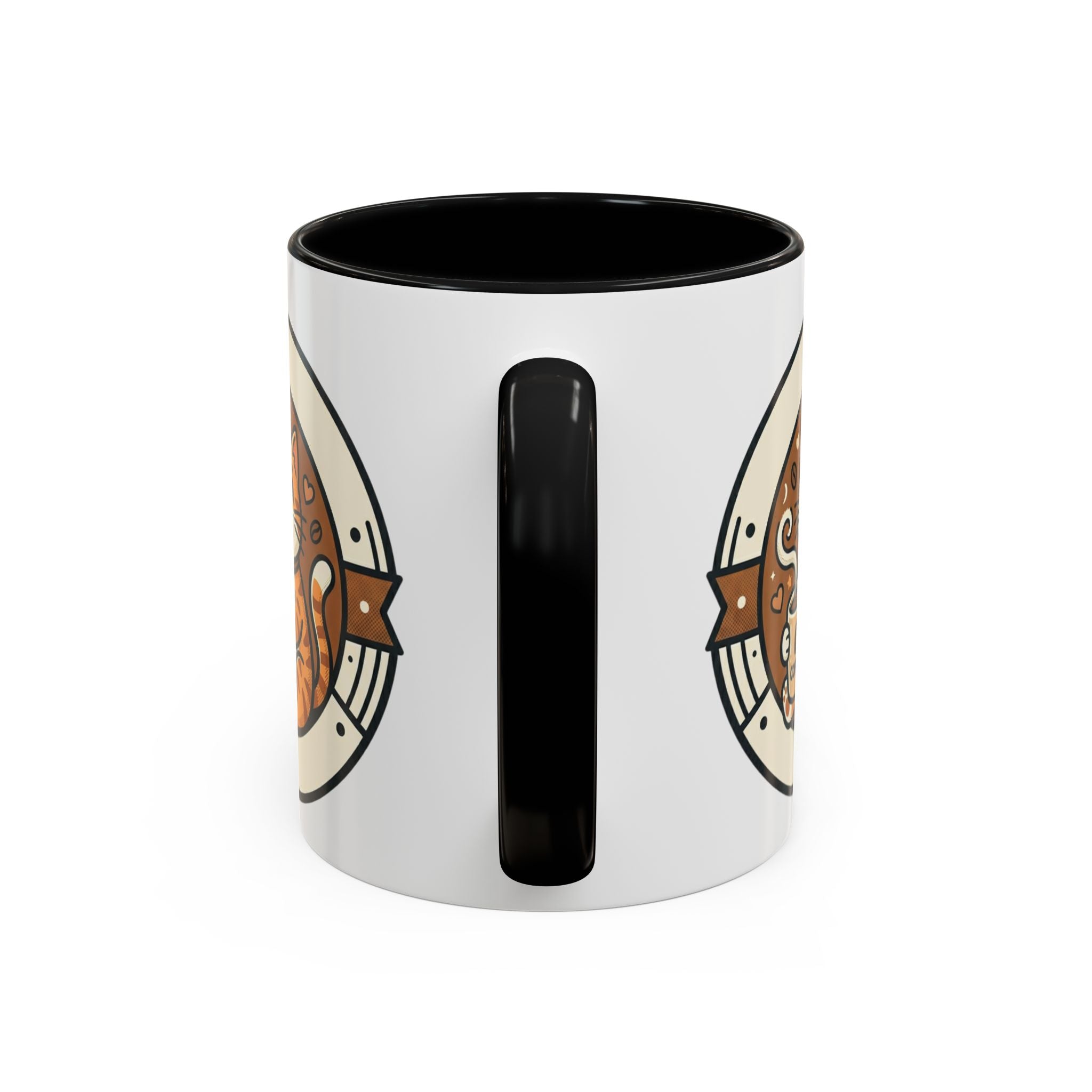 Cat Coffee Mug — Cute Orange Kitty Holding ‘Coffee’ Accent Ceramic Mug (11/15 oz)