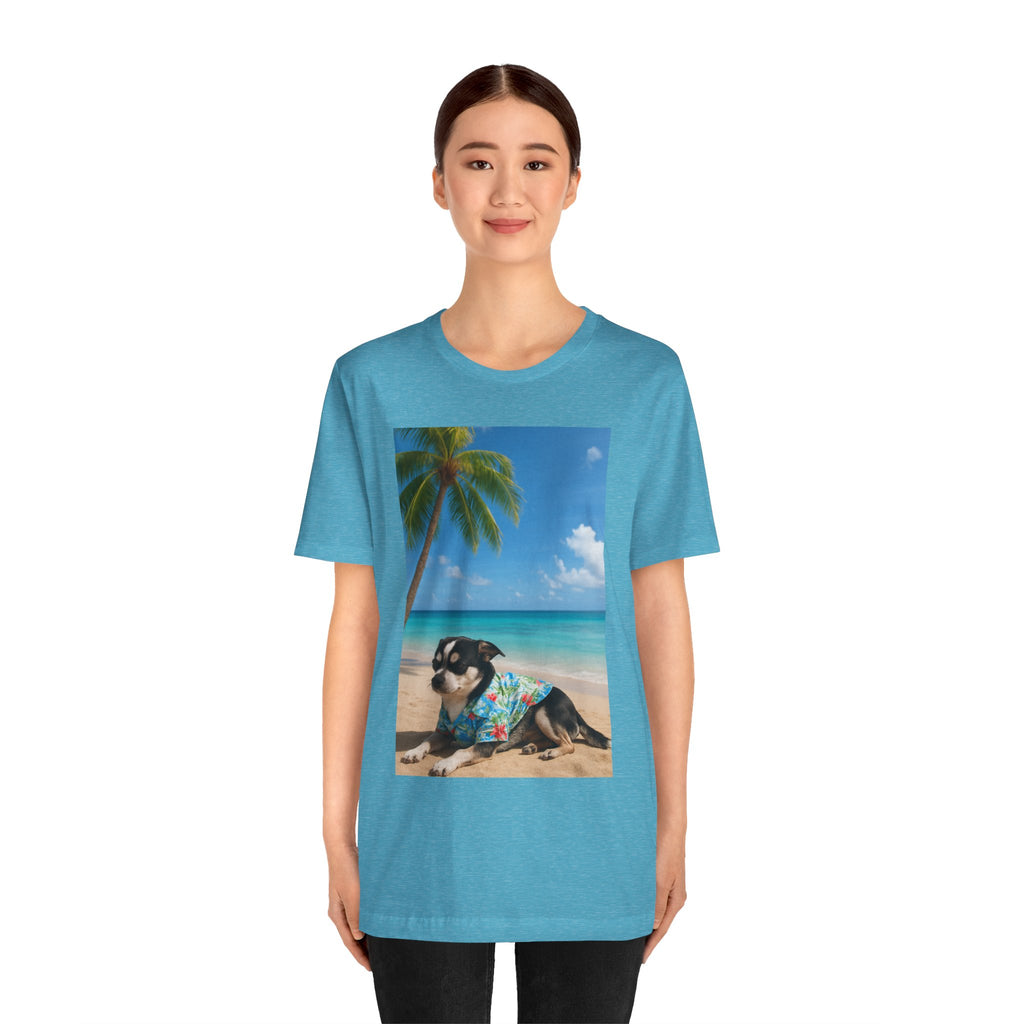 Beach Chihuahua Dog T-Shirt — Hawaiian Shirt Puppy on Tropical Shore