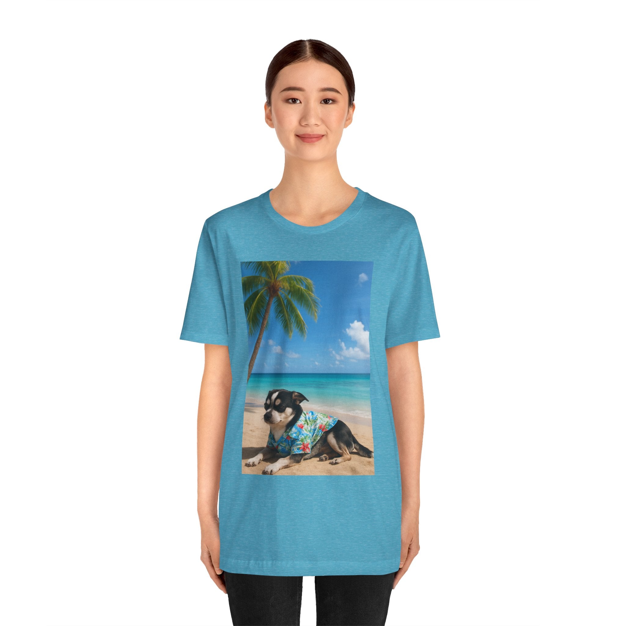 Beach Chihuahua Dog T-Shirt — Hawaiian Shirt Puppy on Tropical Shore