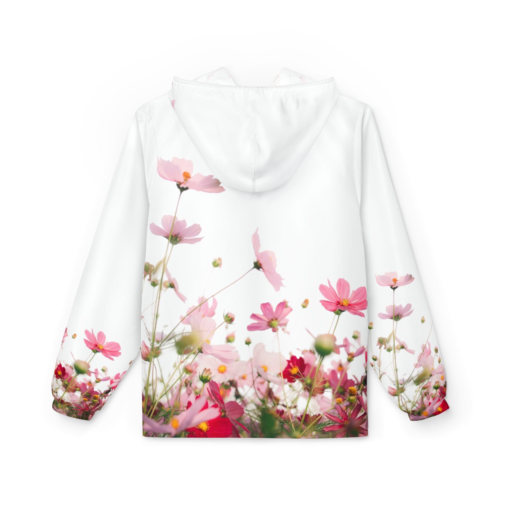 Floral Field Windbreaker Jacket – Pink Cosmos All-Over Print Hooded Jacket