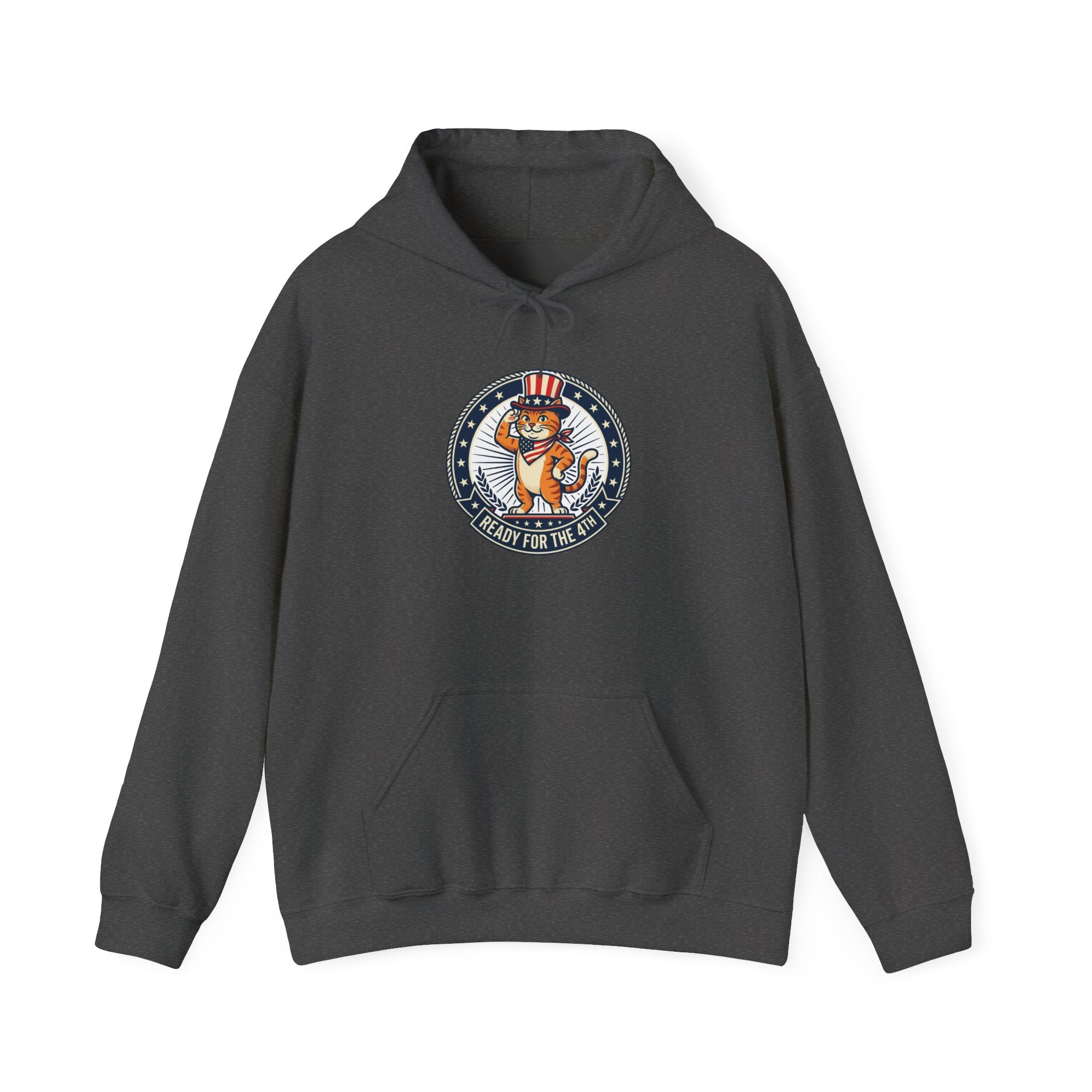 Patriotic Cat Hoodie — "Ready for the Stars" Graphic Pullover