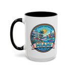 Miami Vintage Travel Accent Coffee Mug – 'Miami' Scenic Beach & Skyline Design (11/15oz)