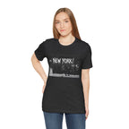 New York City Skyline Tee — Vintage Black & White 'NEW YORK!' Graphic Shirt